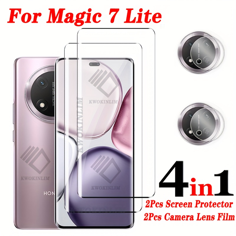 TEMU (4-in-1) per Honor Magic 6 7 Lite Magic 7 Pro Vetro Temperato 3D Protezione Completa per Honor Magic 6 Lite Pellicola in Vetro Temperato per