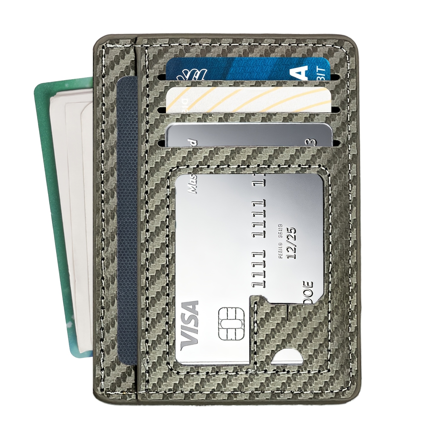 TEMU 1pc Portafoglio Slim per Carte da con Finestra ID , Mini Porta Carte Ultra Multifunzione Portamonete per Uso Viaggi di Lavoro Organizzatore di