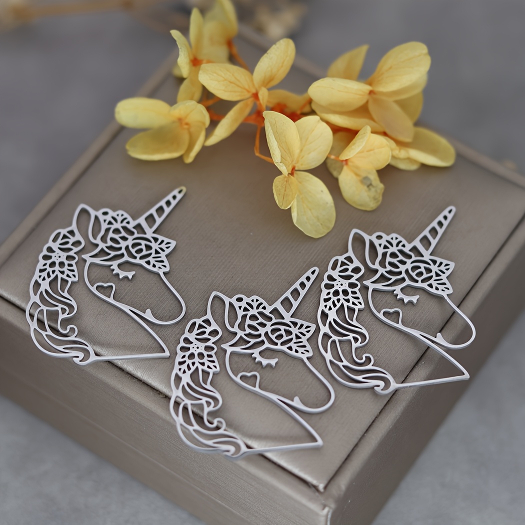 Image of 3pcs Unicorn Stainless Steel Pendant Diy Craft Vintage Earrings Necklace Women Charms For Jewelry Making Findings