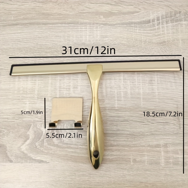 TEMU 12 Inch Golden Multifunctional Stainless Squeegee, Window Cleaner Scraper For Shower Door, Mirror, Car Windshield, Kitchen Tile, Portable