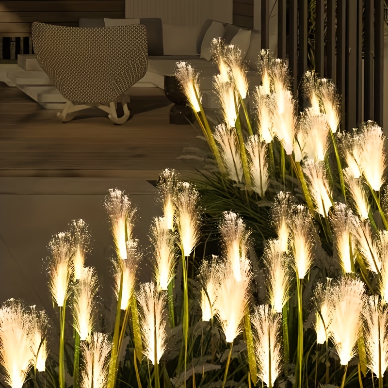 2026   powered outdoor fiber optic reeds lights courtyard simulation reeds decorative lighting holiday lighting decoration floor lamp courtyard terrace pathway   road lawn christmas decorations