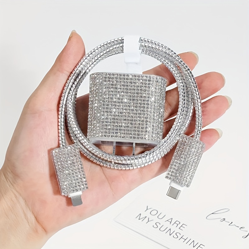 

5pcs Silvery Diamond For Iphone14promax Charger For Iphone13/12/11 Charger 18/20w Charging -breakage /girlfriend