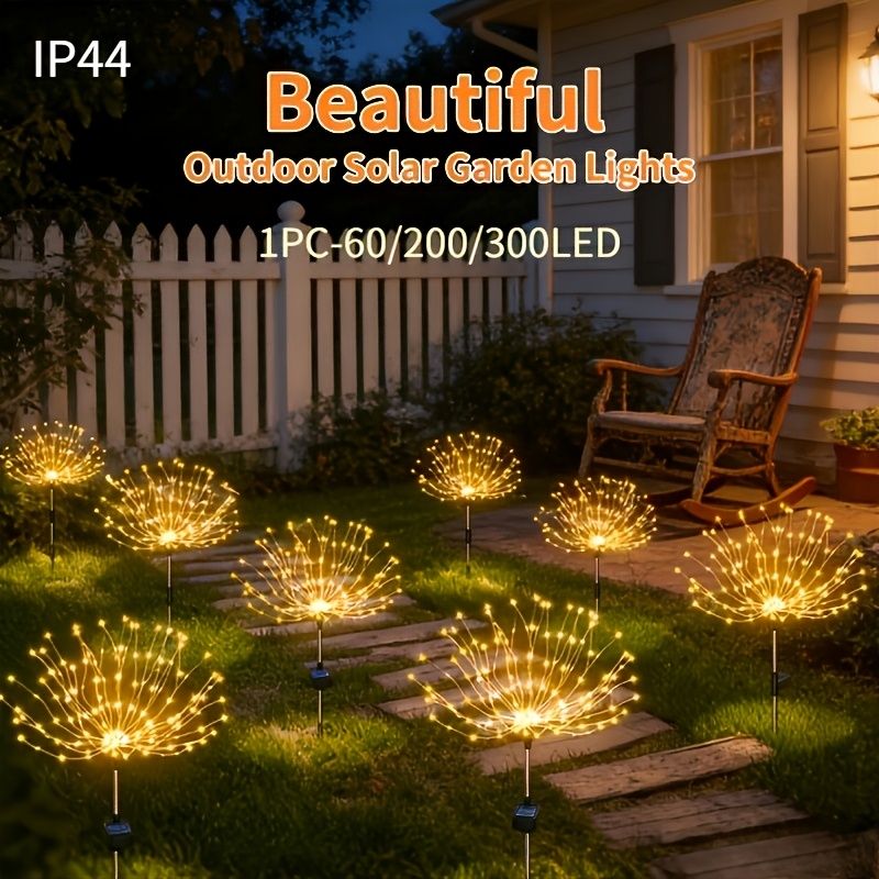 item picture solar garden light 8  outdoor firework light 65     sensor light light sense 300 200 60led outdoor courtyard backyard courtyard   sidewalk decoration color warm white