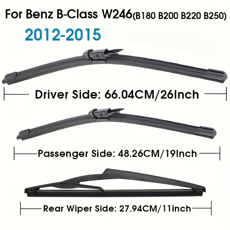 Image of 26"+19"+11" Car Wiper Blade For Mercedes-benz W246 B200 B220 B250 2012-2015 Windscreen Front Rear Wipers Blade Set Auto Car Accessories