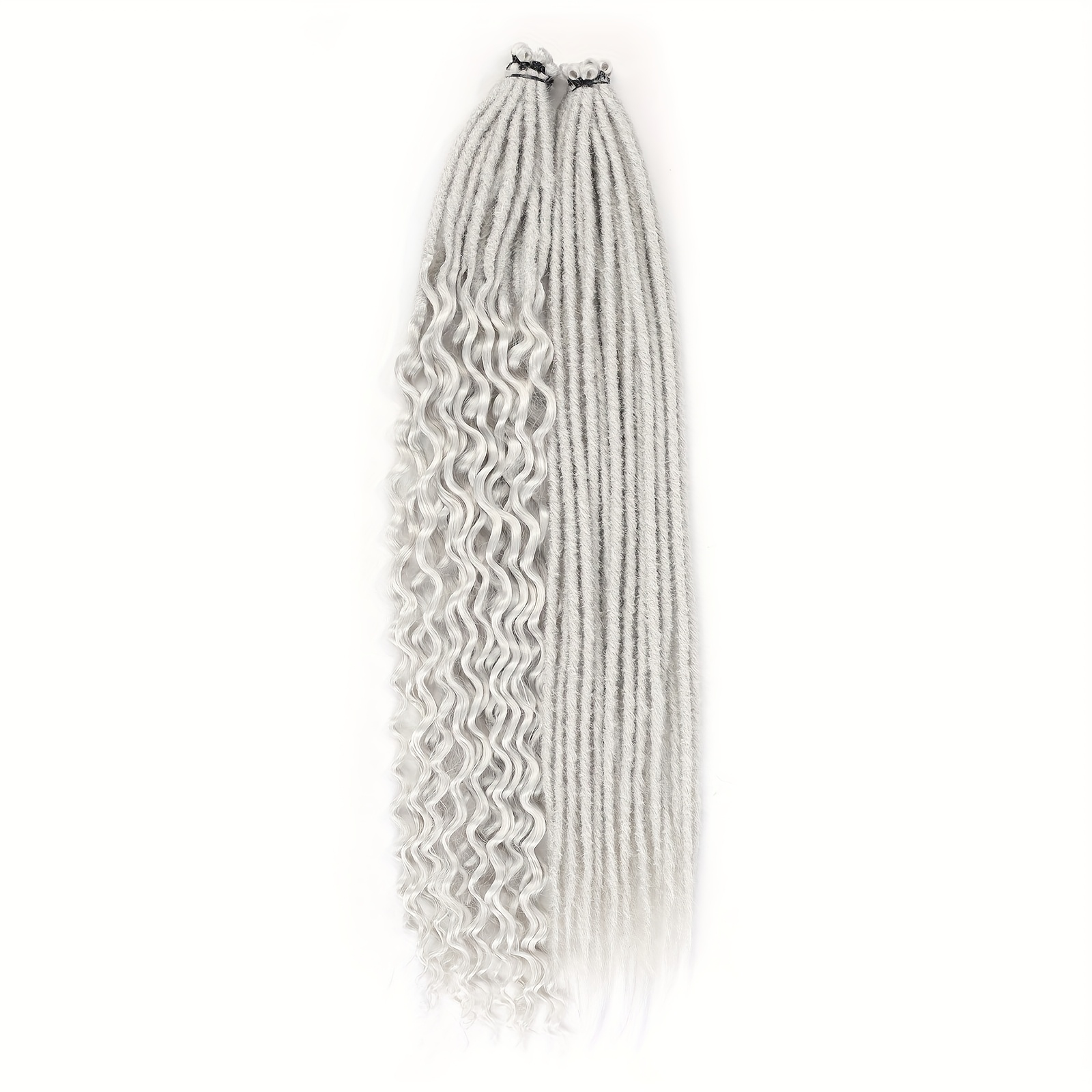 Image of 20pcs Single Ended Dreadlock Extensions 2in 1 Set, 22 Inch Mixed Straight & Curly Synthetic Dreads, Aixiu Women's Hippie Dreadlocks Hair Extension Set