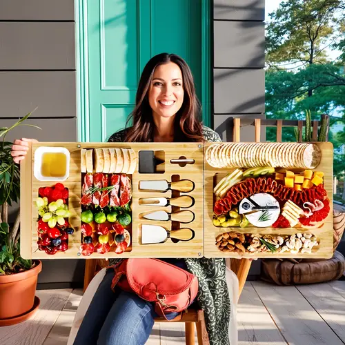 double layered single bowl cooked food board cheese board with knife set bamboo cooked food board set home gift wedding gift