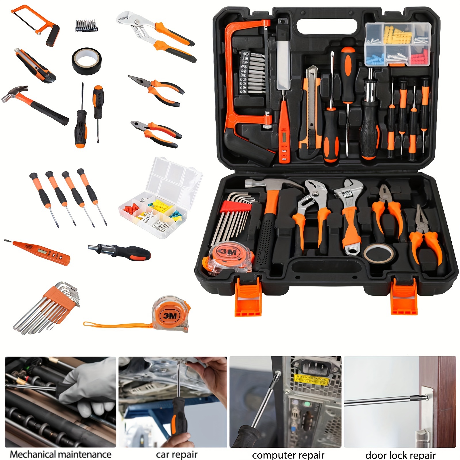 

Household Tool Kits - 100pcs Multifunctional Household Tool Kits Hammer Pliers Wrench Tape Measure Screwdriver Set