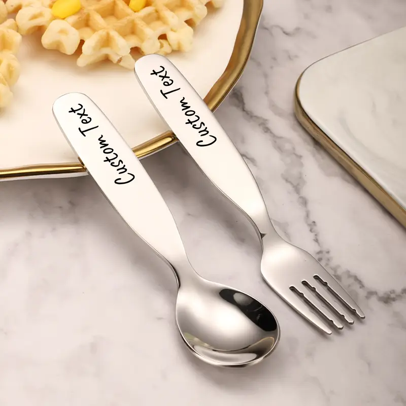 2pcs stainless steel personalized cutlery set custom engraved name fork and spoon ideal gift for and versatile tableware for home and special occasions Product details 0