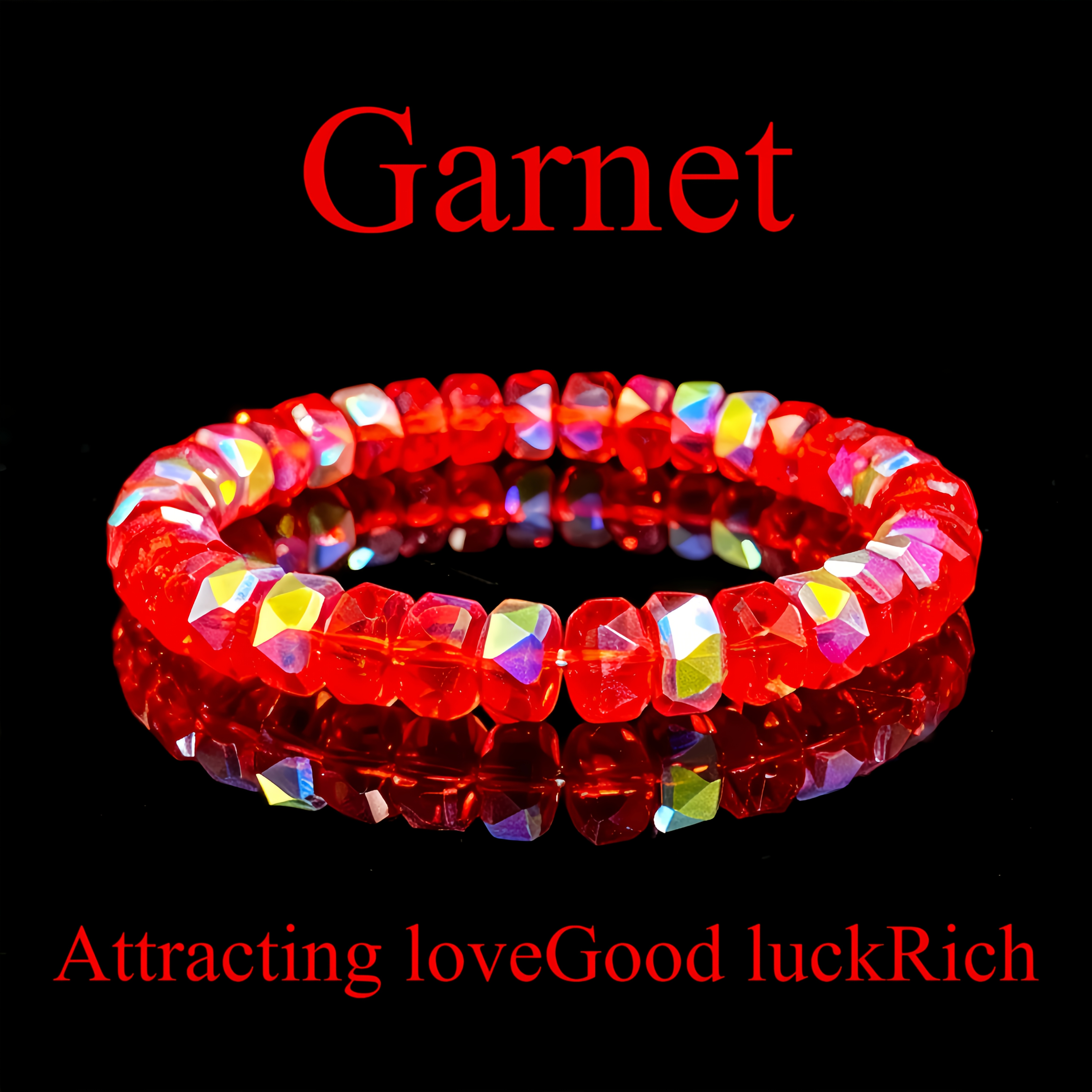 TEMU 1pc Birthstone Bracelet - Red Garnet Suitable For Wealth & , Retro Jewelry Gift For &, Lunar New Year Valentine' Day Present, Wear For Daily Use
