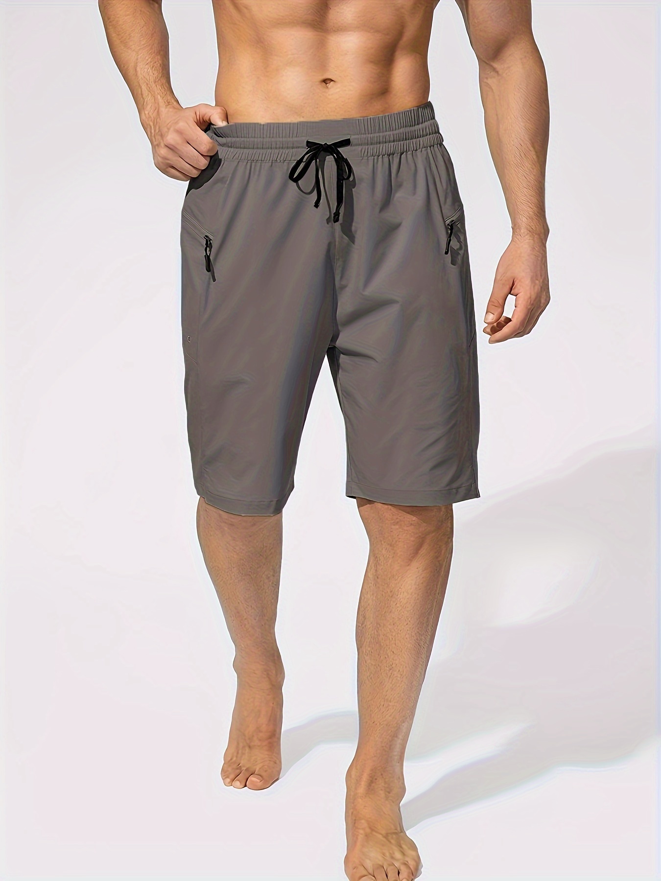 Men's Slim Swim Shorts With Zipper Pockets Quick Dry Swimsuit Sports Swim  Trunks