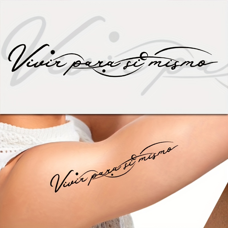 live for yourself temporary tattoo - realistic spanish body jewelry with elegant script,     for arm, neck, wrist - easy application & removal for   - motivational tattoo stickers for everyday or special occasions, cursive font tattoo 0