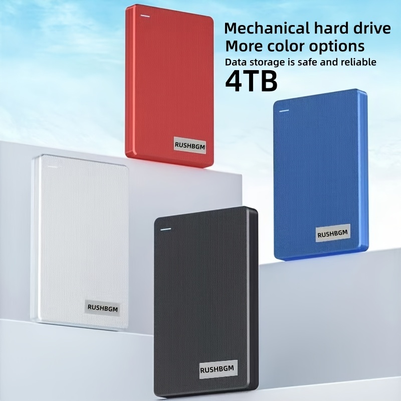   4tb high speed portable external hard drive usb 3 0 tool free installation suitable for pc laptop office large capacity hdd   file system video music backup portable storage drive office data storage stylish design multiple