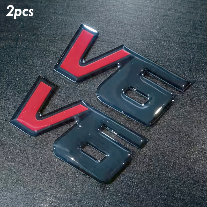 Image of 2pcs V6 Emblem Sticker Badge Funny V6 Decals Car Replacement Door Decoration For Universal Vehicle Suv Motorcycle Bike Skateboard