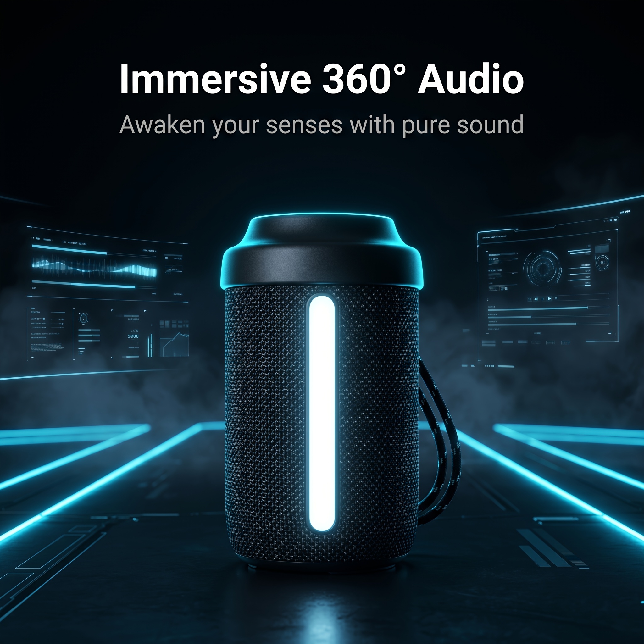 TEMU Portable Wireless Speaker With Led Light Strip & 360° Sound - Rechargeable Wireless Speaker Suitable For Home, Travel, Parties, Compatible For