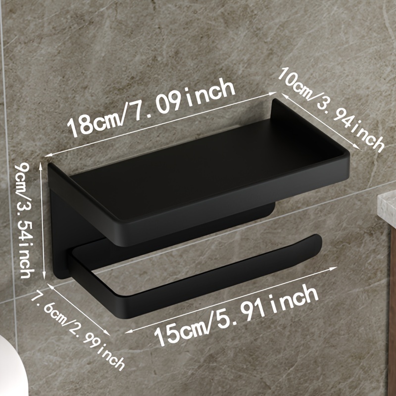 TEMU 1pc Toilet Paper Holder, Bathroom Mobile Phone Storage Rack, Wall Mounted Tissue Rack, Bathroom Tissue Shelf, Bathroom Accessories, Bathroom