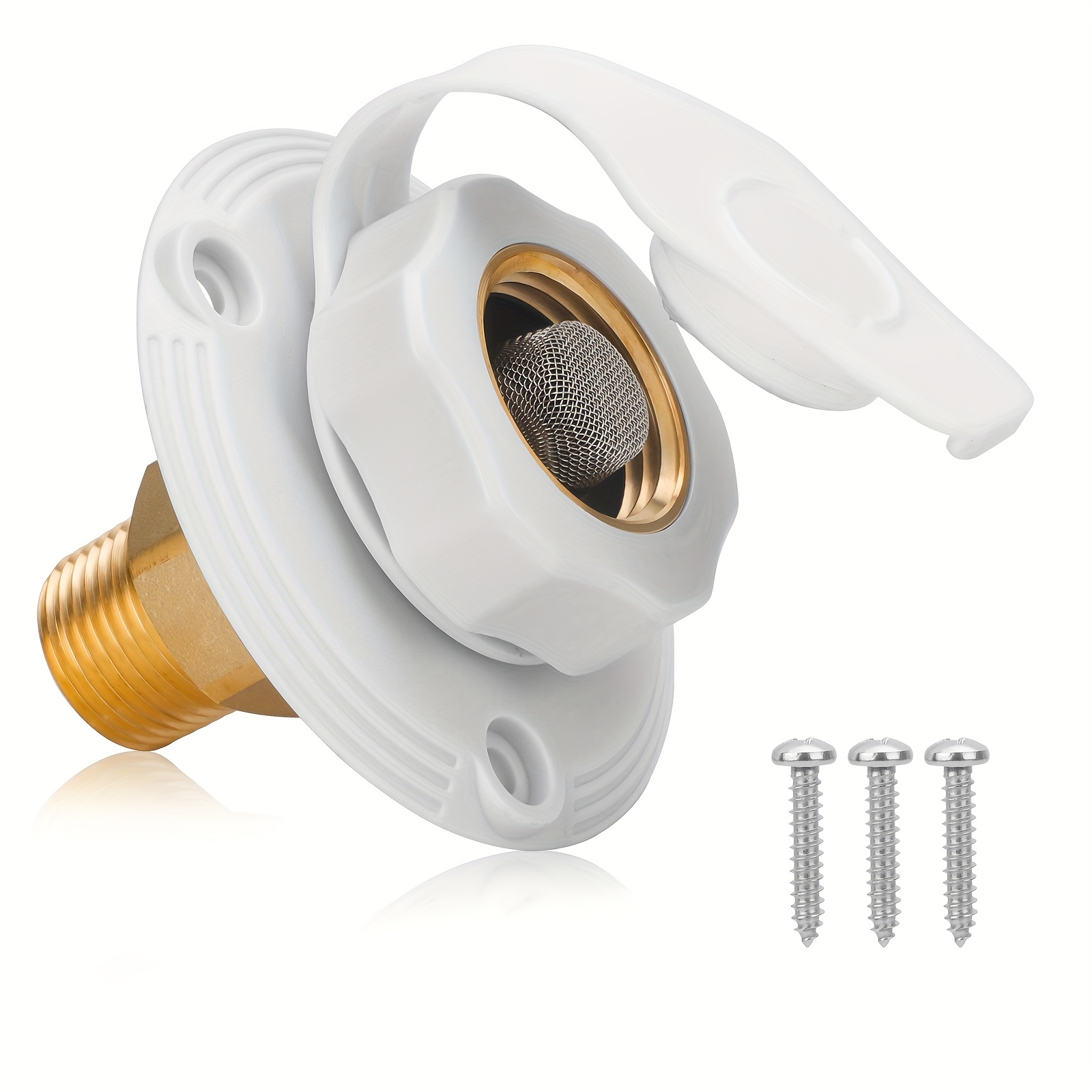 TEMU Durable Rv Inlet Flange With Check Valve - , Uv & Rust Resistant For Campers, Trailers & Rvs