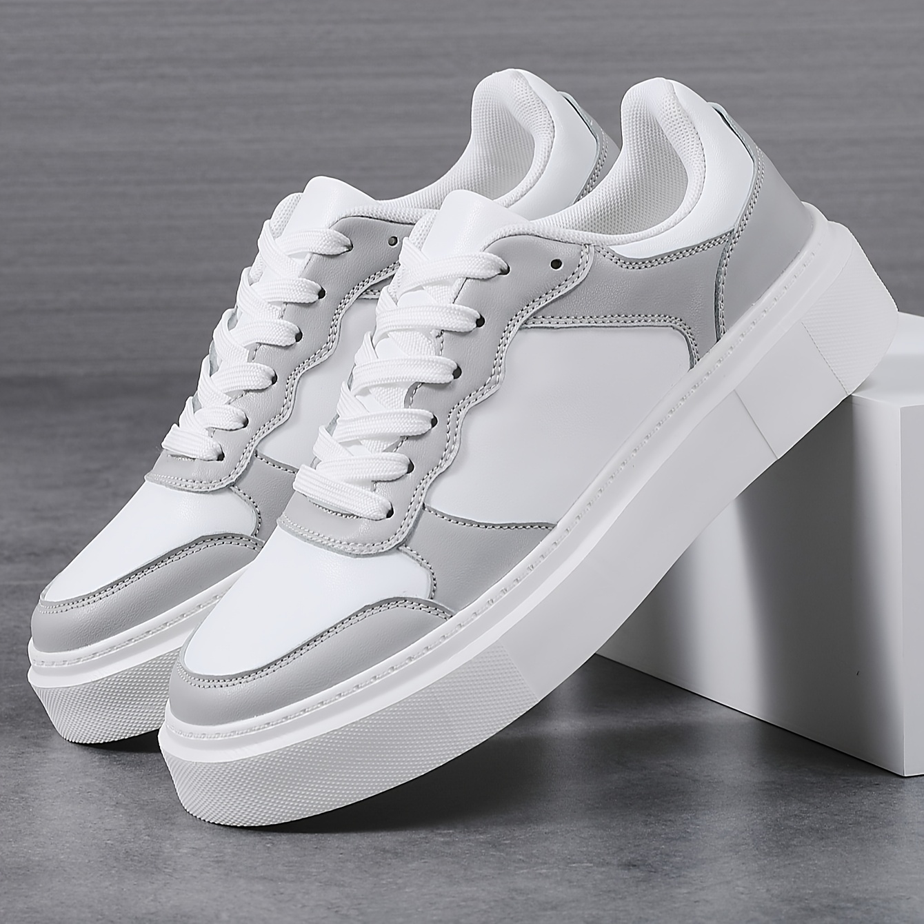 TEMU 's Shoes With Thick Soles For Height Increase, Low-top White Sneakers, Sporty Casual Trendy Men's Shoes, Versatile Lightweight Breathable Skate