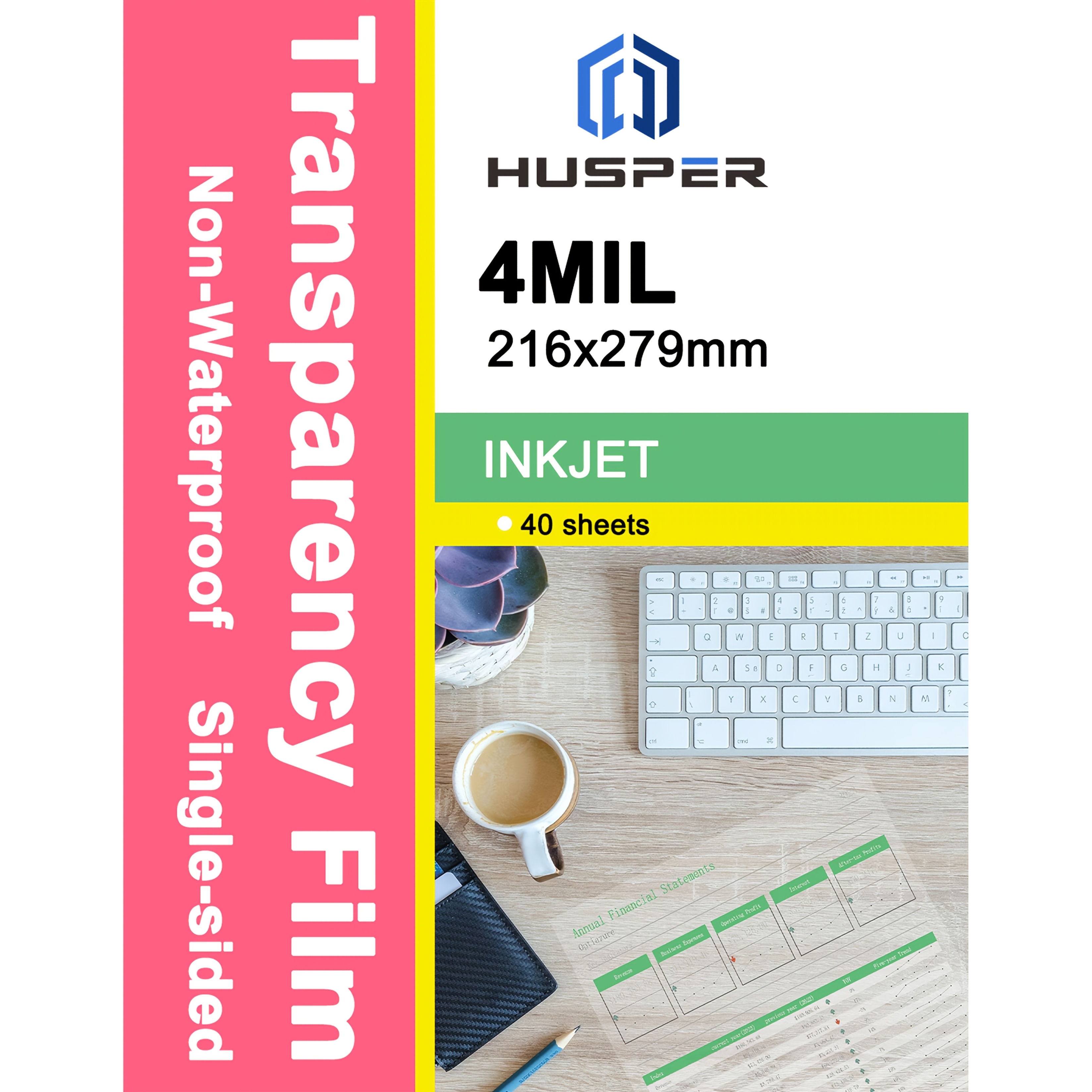 TEMU Inkjet Film 40 Sheets 100% Clear Paper For Inkjet Printers, For Crafting, Overhead Projector, Screen Printing - 8.5x11 Inches, Non, Single-sided