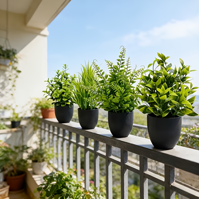 4pcs Set of Artificial Simulation Green Plants Potted Plants, Realistic Shape, Full of Green And Never Wither, Decorate Various Spaces Such As Home Living Room, Bedroom, Desk, Bookshelf, Etc