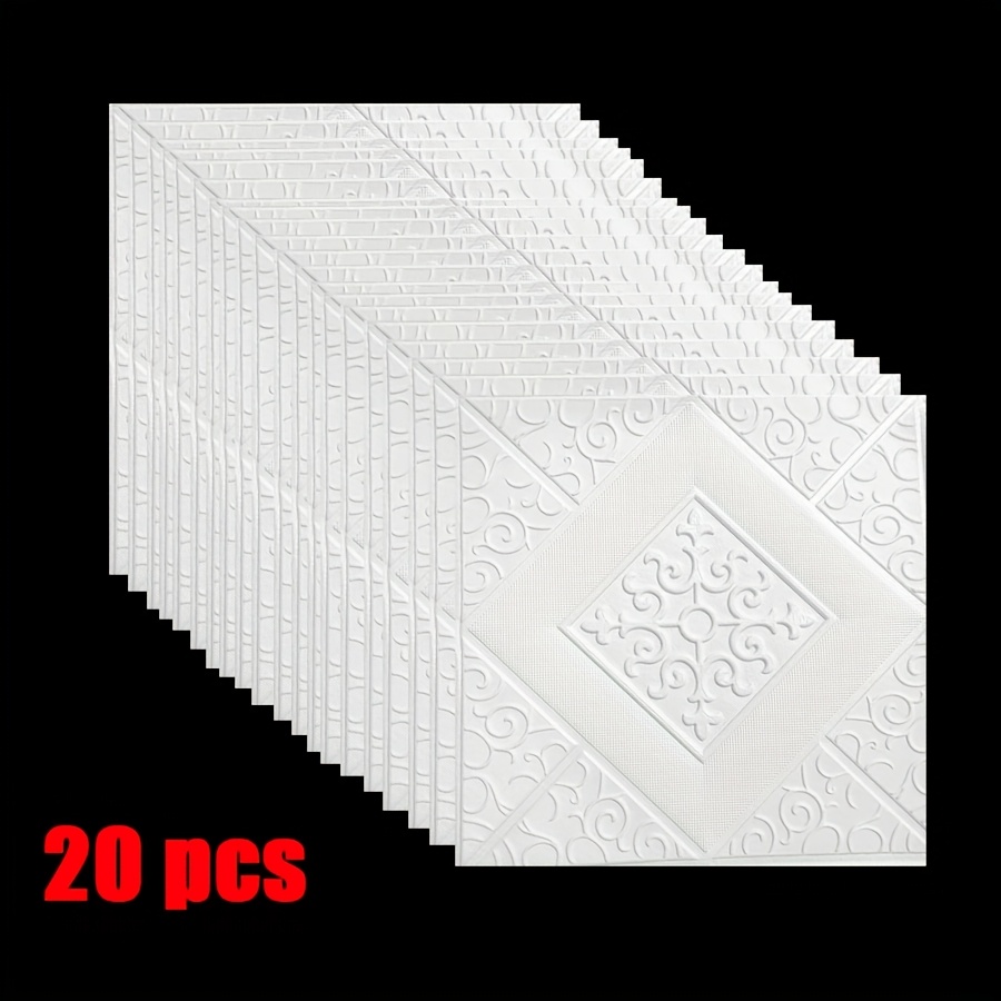20pcs 3d Ceiling Wallpaper Self Adhesive Wall Decor Waterproof Foam Design Sticker For Bedroom Wall Sticker Paper