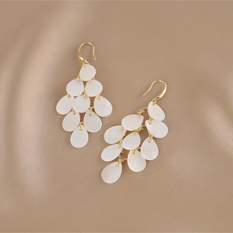 TEMU Ein Paar Vintage-Ohrringe mit Muschel-Inspiration Quasten, minimalistisches nischenorientiertes Design mit eleganten Ohrhaken, ein modisches