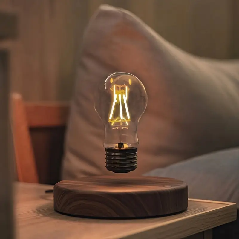 wholesale price abs plastic magnetic floating light bulb warm yellow led table light for room office details 1