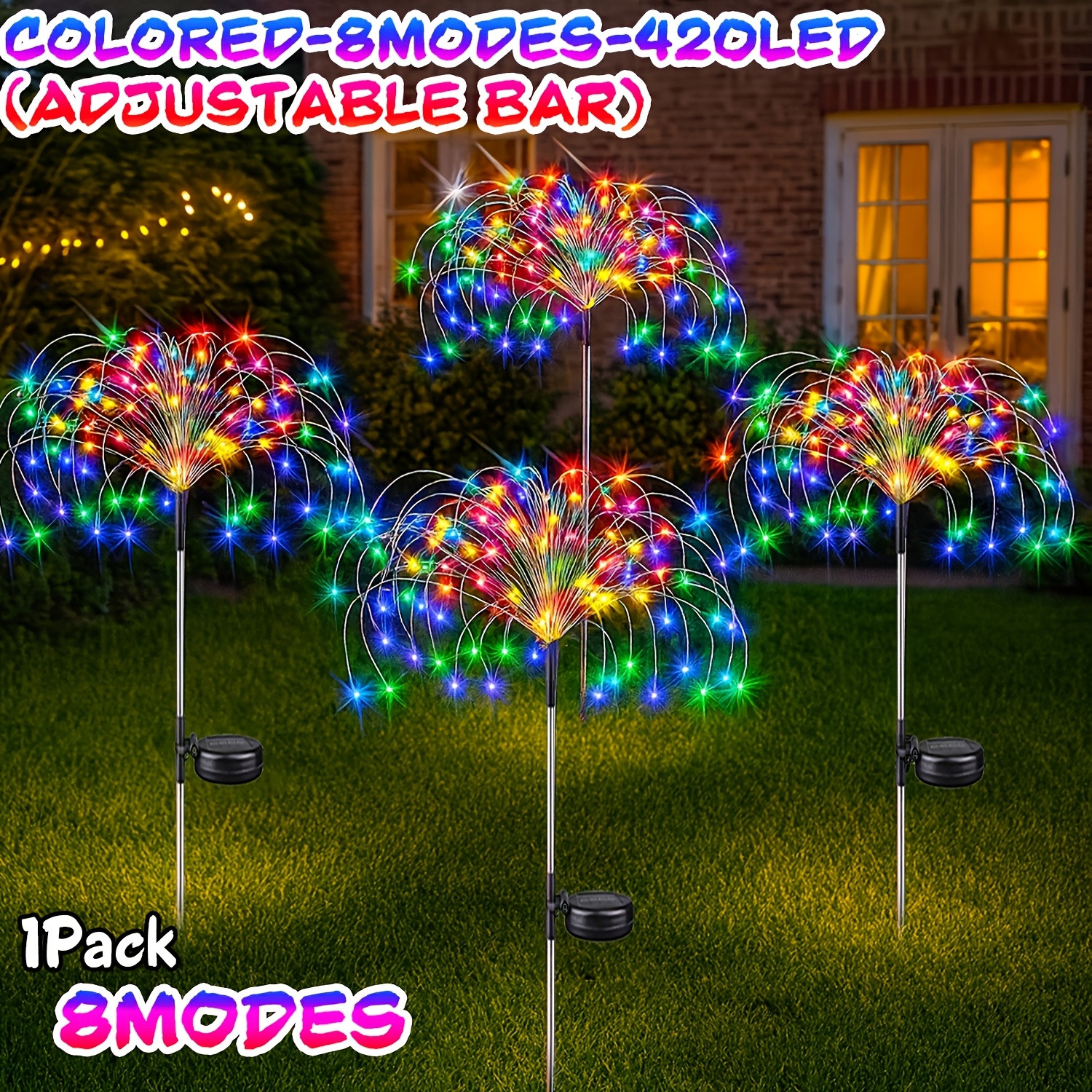 Image of Solar Firework Lights 420/300/200/90/60 Leds, 8-mode Solar Garden Lights, Ip44 Solar Courtyard Lights, Ideal For Garden, Courtyard, Walkway, Park, Holiday Decorations