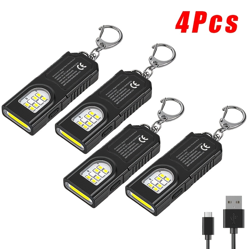 TEMU Bright Led Mini Flashlight With Magnetic Base And Usb Charging - Portable Work Light, Key Chain Clip, Multifunctional, Suitable For Camping,