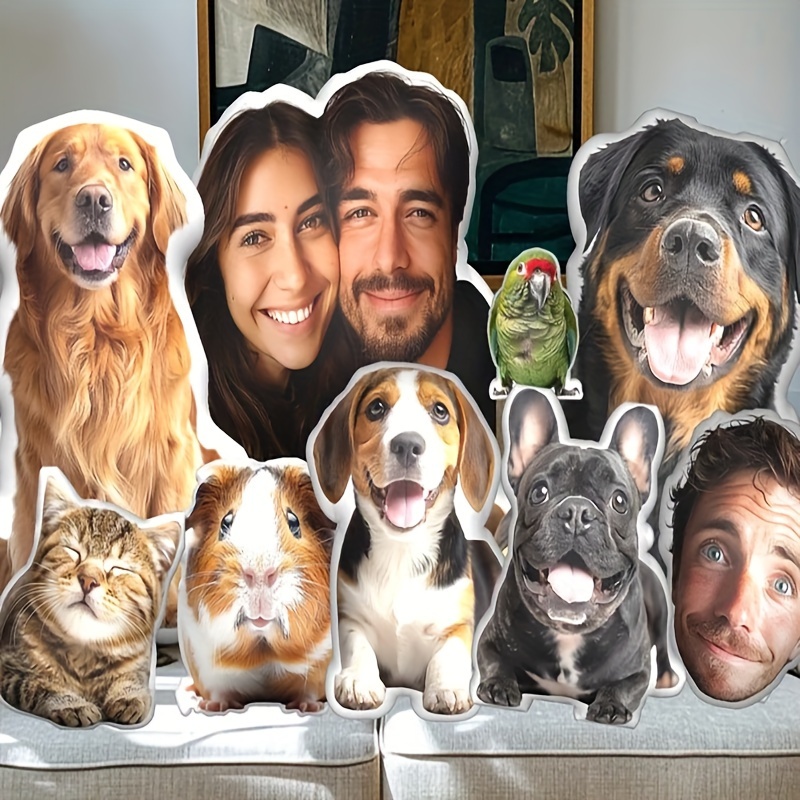 

Custom Photo Pillow - Personalized Human Or Animal Design, Double-sided , Soft Plush Filling, Memorial Gifts & Holiday Decor