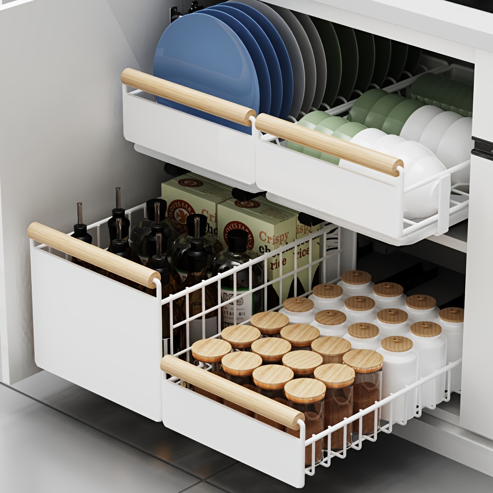 

1pc Dish Rack, Countertop Single Layer Dish Drying Rack, Strong Load-bearing Pull-out Type Storage Organizer, For Kitchen And Bathroom Cabinet, Home Organizers And Storage, Home Accessories