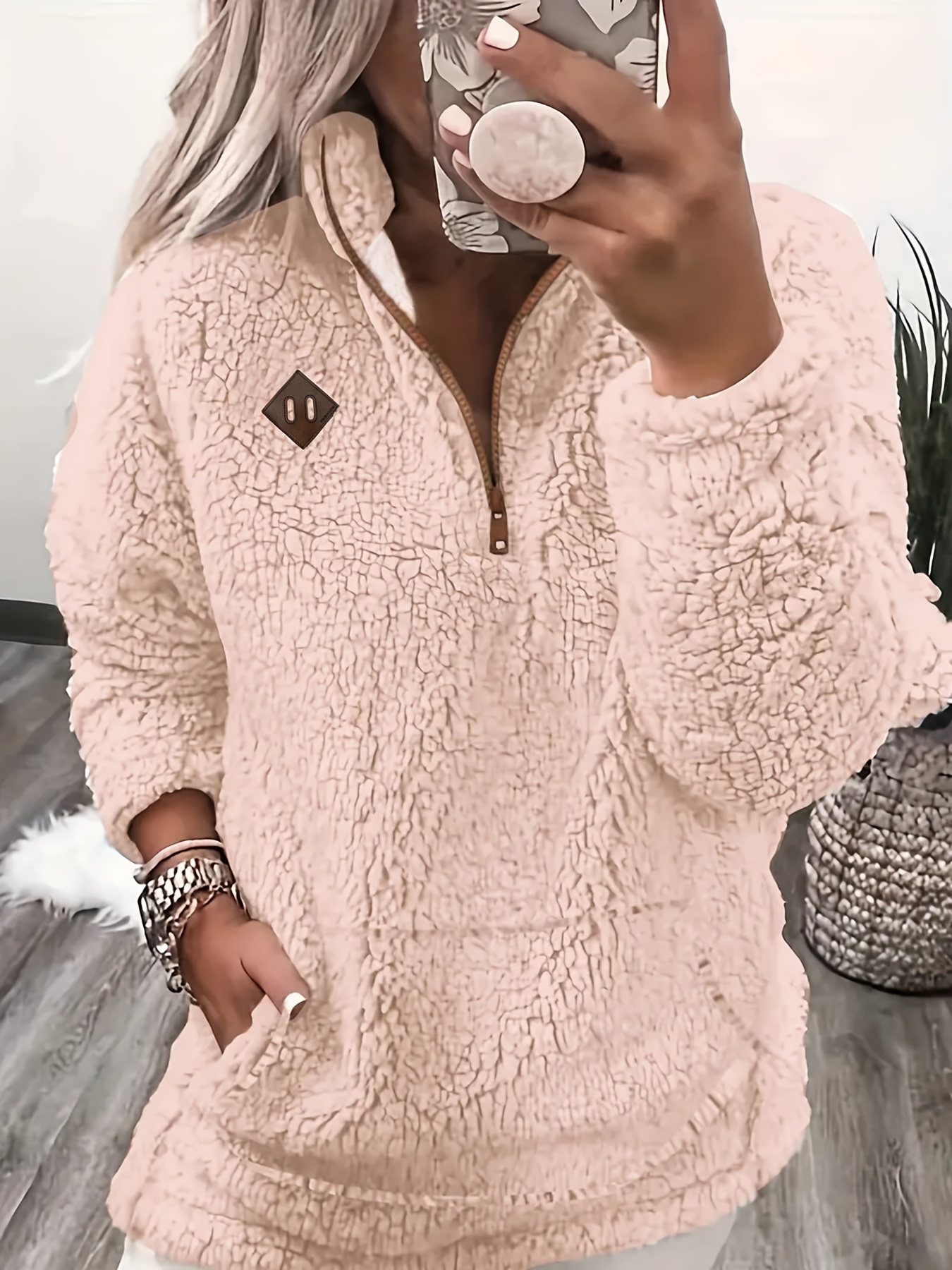 directional fashionable and elegant zipper stand collar sweatshirt top