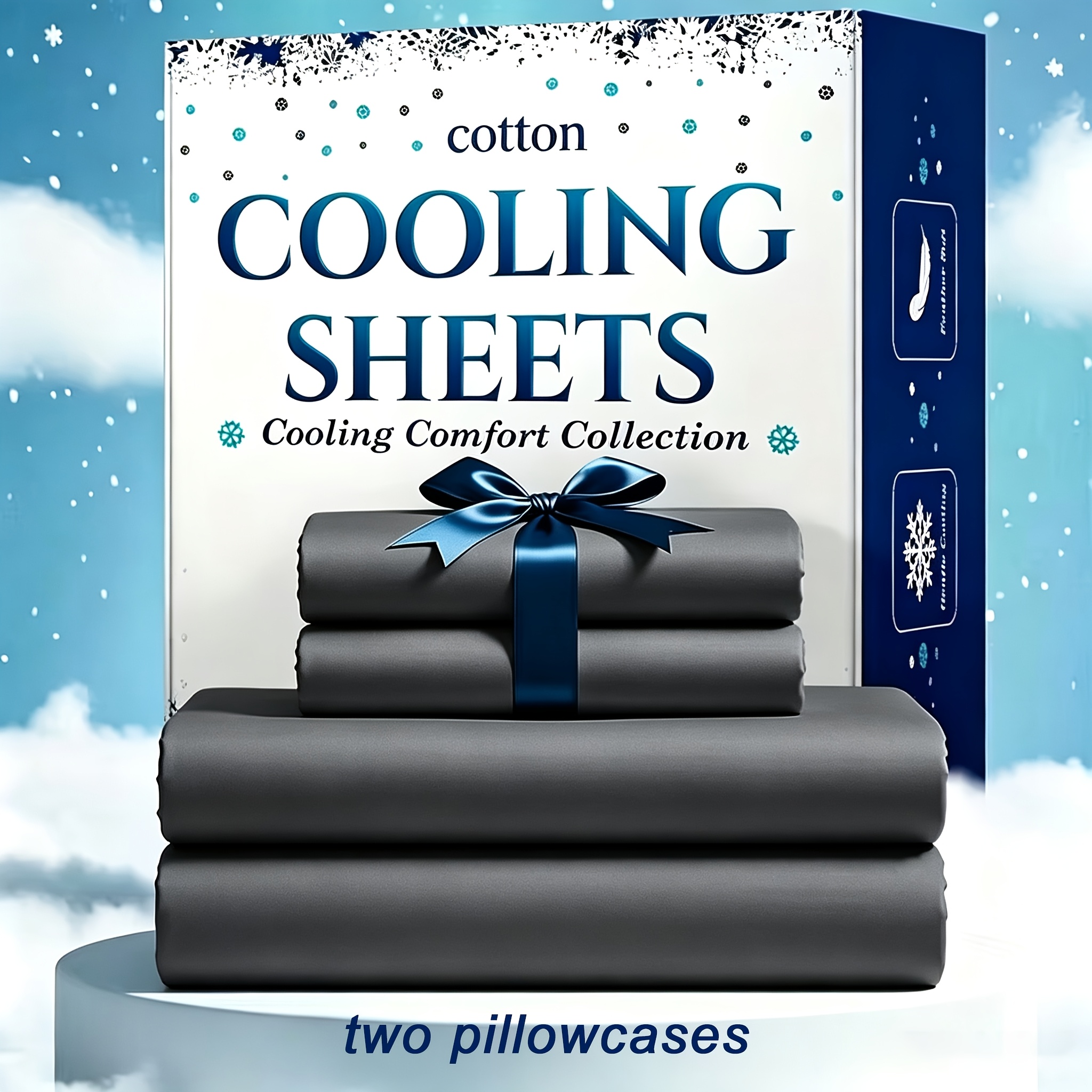 TEMU 3/4pcs Bamboo Bedding (1/2* Pillowcases(80x80cm), 1*fitted Sheet, 1* Bed Sheet) - Cool And Breathable, Soft And Skin-friendly, Solid Color