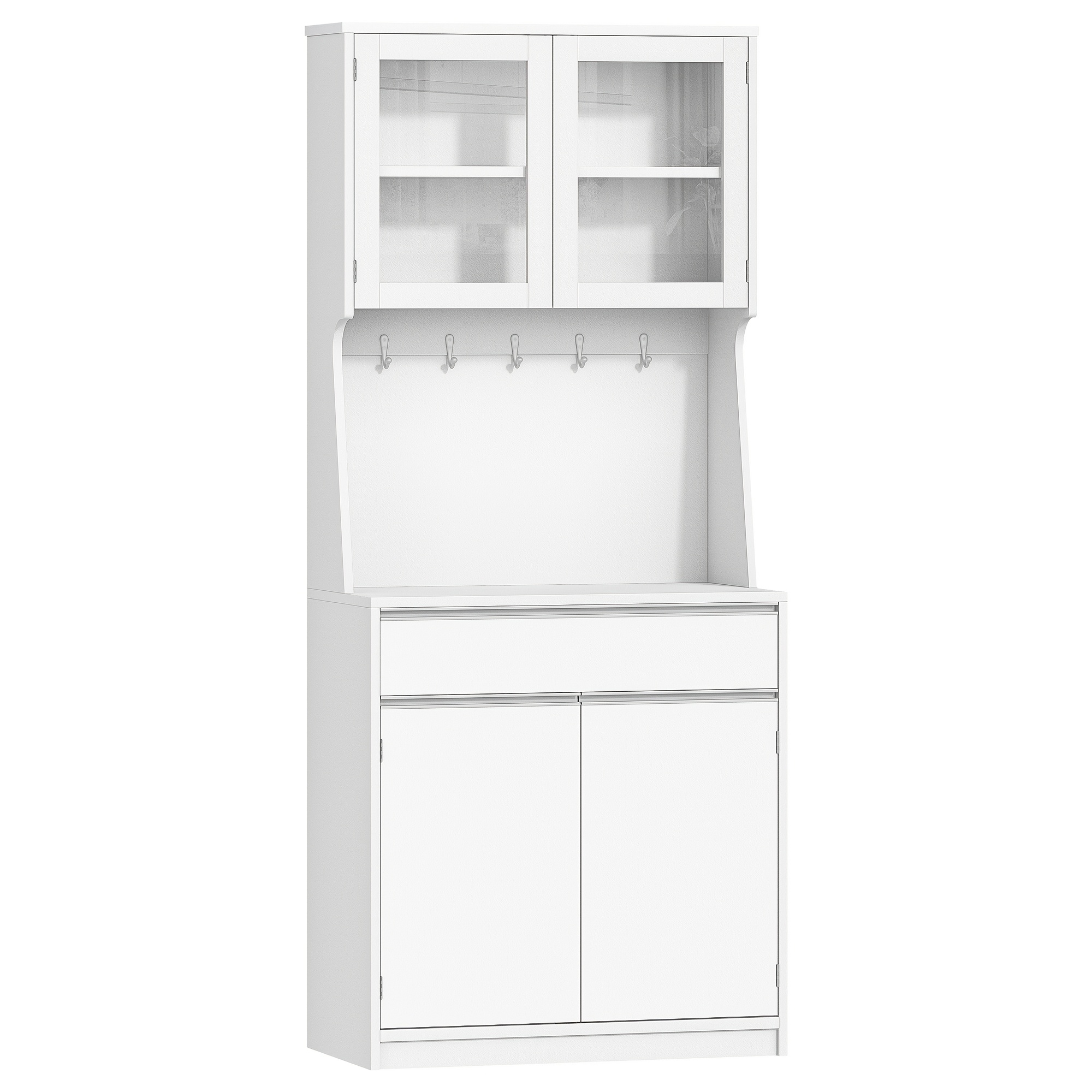 Kitchen Cabinet, Sideboard, Tall Cabinet With Countertop And 4 Storage Compartments, Adjustable Shelves, Suitable For Kitchen Or Living Room, 40 × 75 × 180cm, White