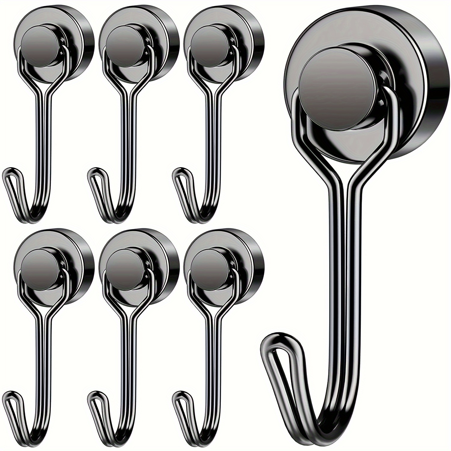 

4/7pcs Heavy Duty Magnetic Hooks, 15lb Neodymium Rotatable Door Mount Metal Hooks, Polished Painted , Foldable & Adjustable, With Ceiling Mount For Kitchen, Pantry, Camping & Storage Cabinets