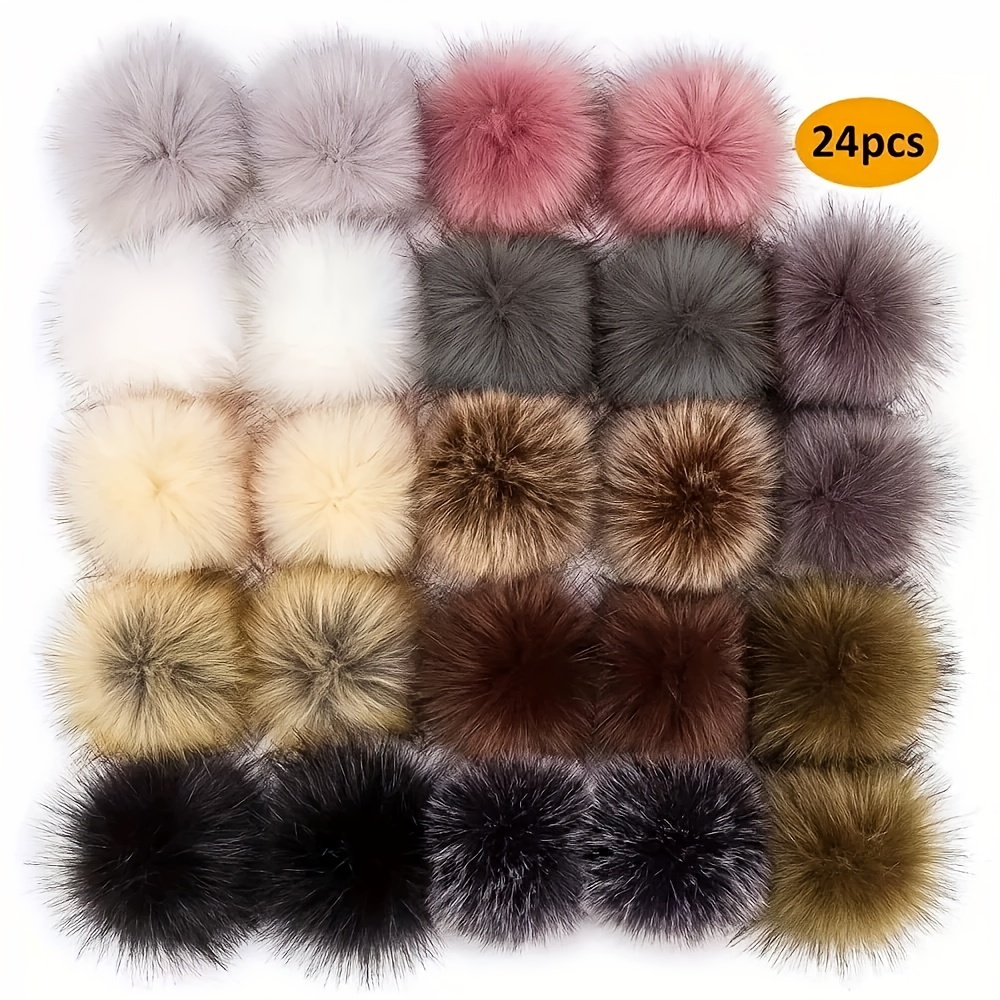 

24 Pack Color Artificial Fox Fur Pom Poms For , Shoes, And Accessories Crafting