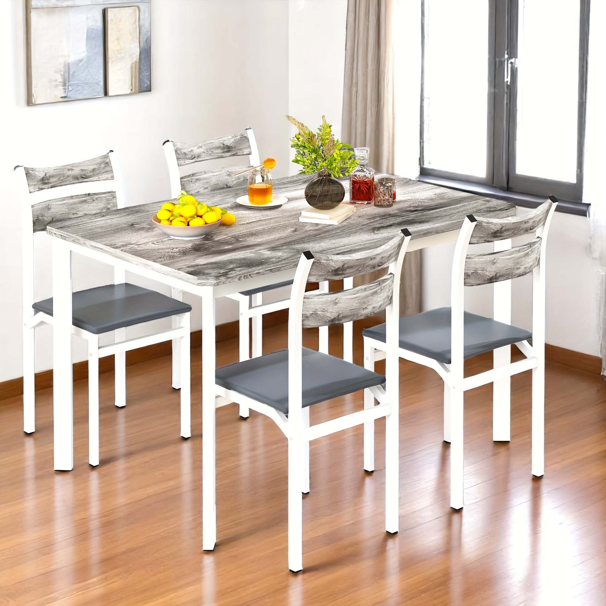 dining table sets for 4 modern wood kitchen table and chairs   dinette sets for   dining room table with 4 pu leather upholstered chairs brown
