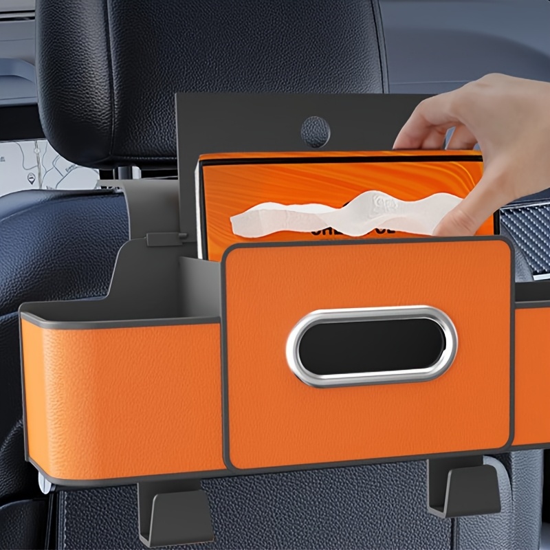 

Car Headrest Backseat Storage Box, A Hanging Storage Organizer For The Back Seat With A Tissue Holder And 2 Cup Holders, Ideal For Snacks, Drinks, And Phone Tray For .