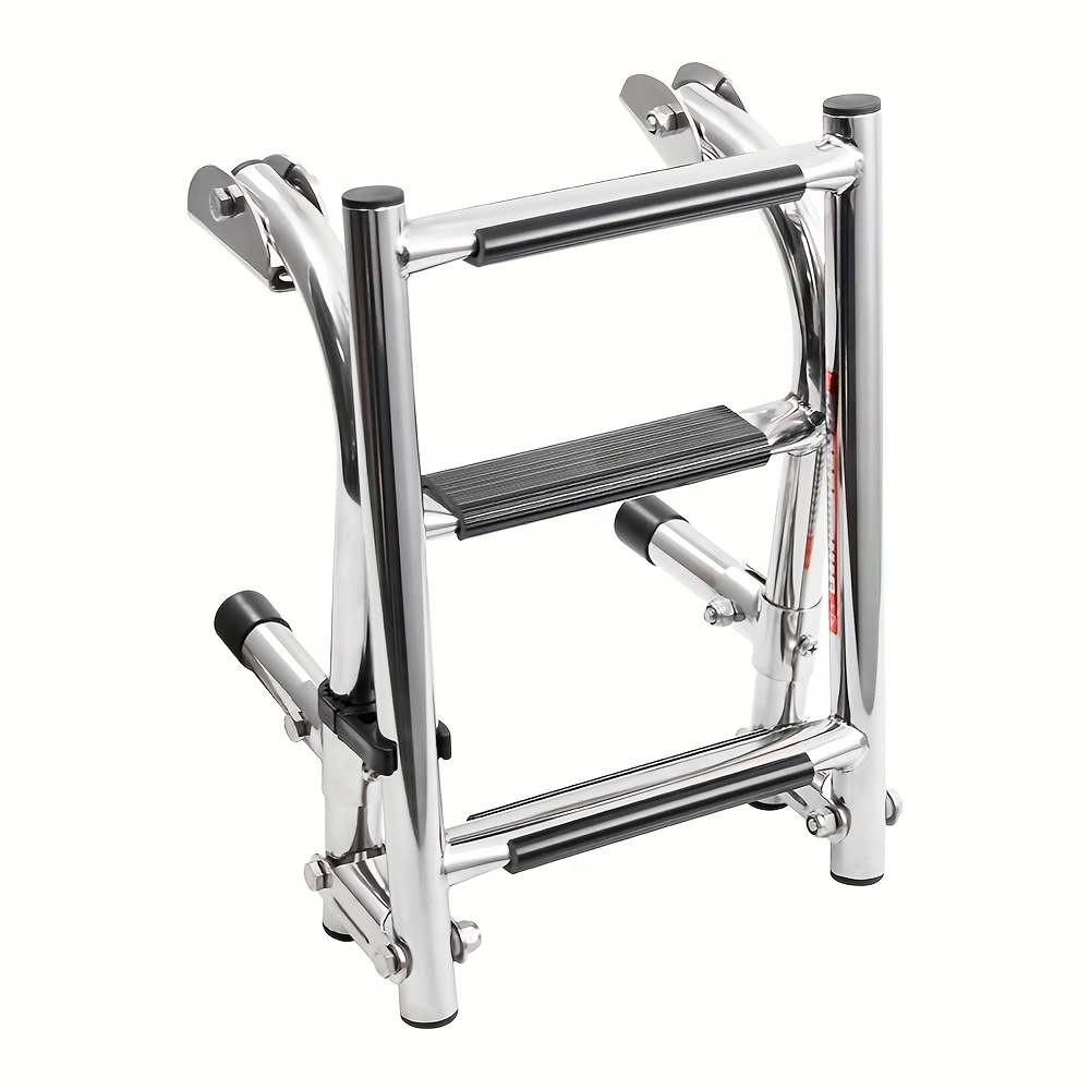 collapsible boat ladder made of stainless steel with   designed for swimming pools and pontoon   featuring rubber grips
