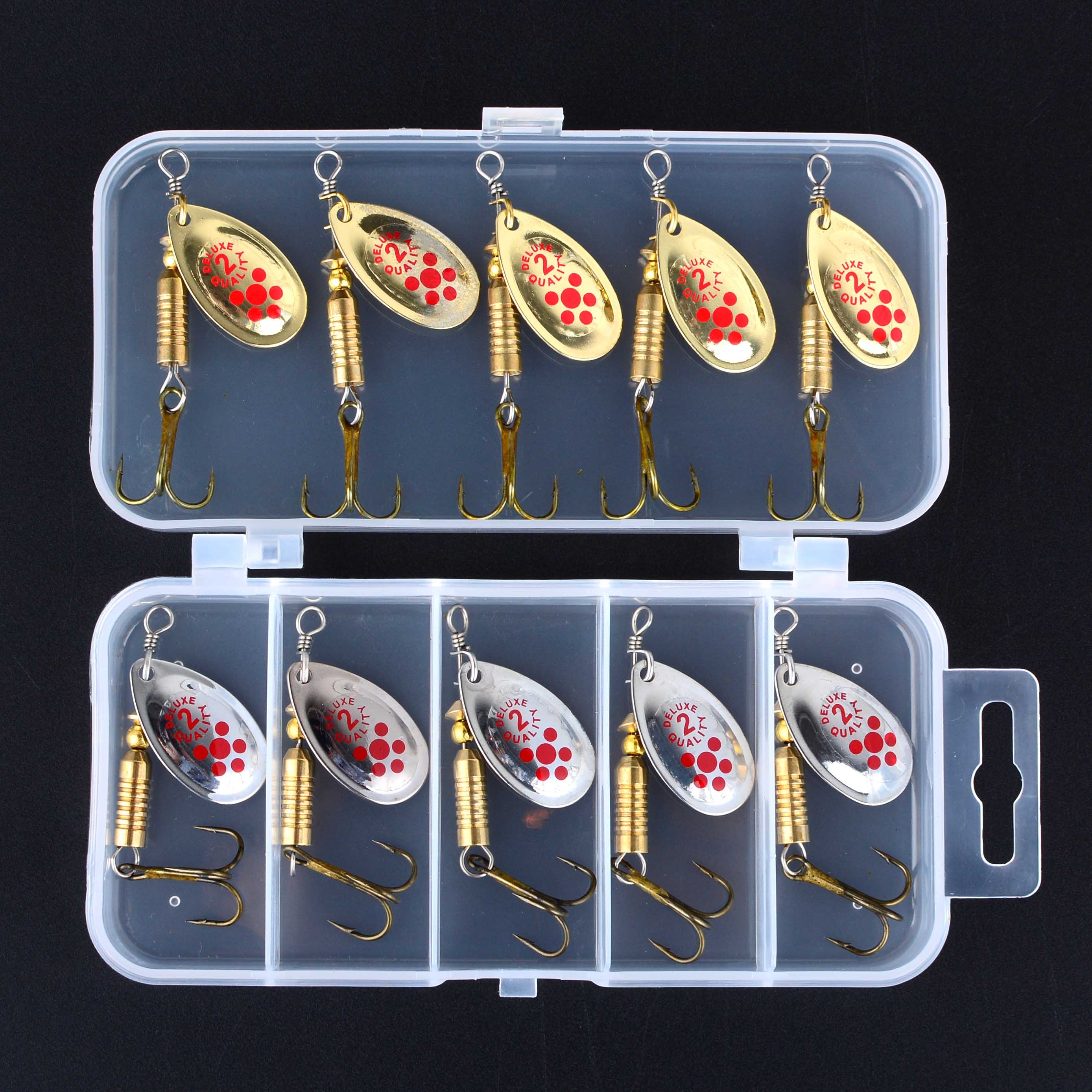 E-shop 10 Stk./Box Metall Löffel Spinner Angelköder Set Löffelköder Crankbaits Angelwobblers für Hecht Häkelset Künstliches Köder
