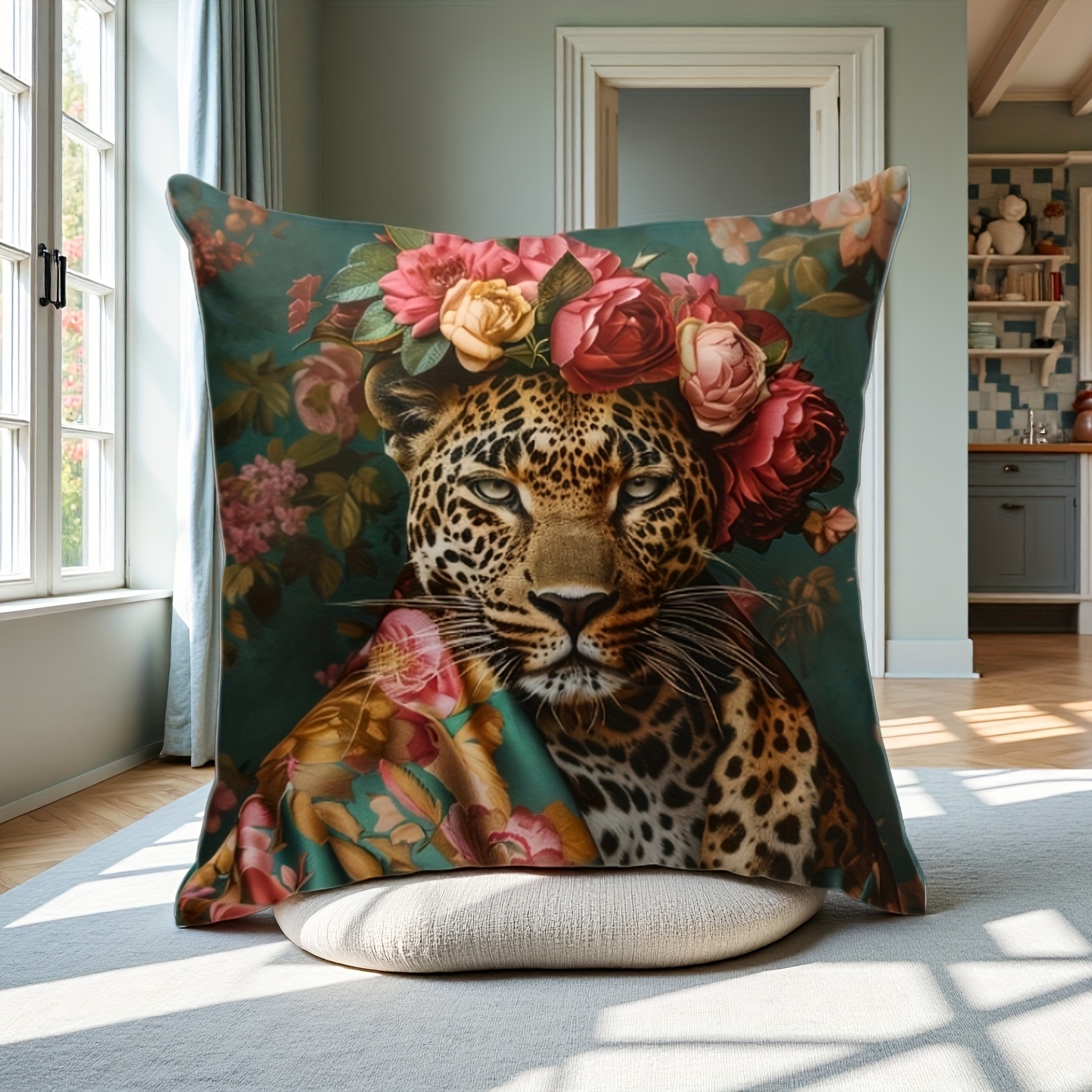 TEMU This 1pc Artistic Leopard Pillow Cover Home A Touch Of And . Made From Soft And Smooth Polyester Short Plush Fabric, It Features A Single-sided