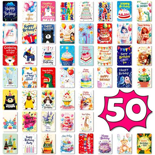 50 birthday greeting cards small sized birthday gift decoration cards small cards with space for leaving birthday messages