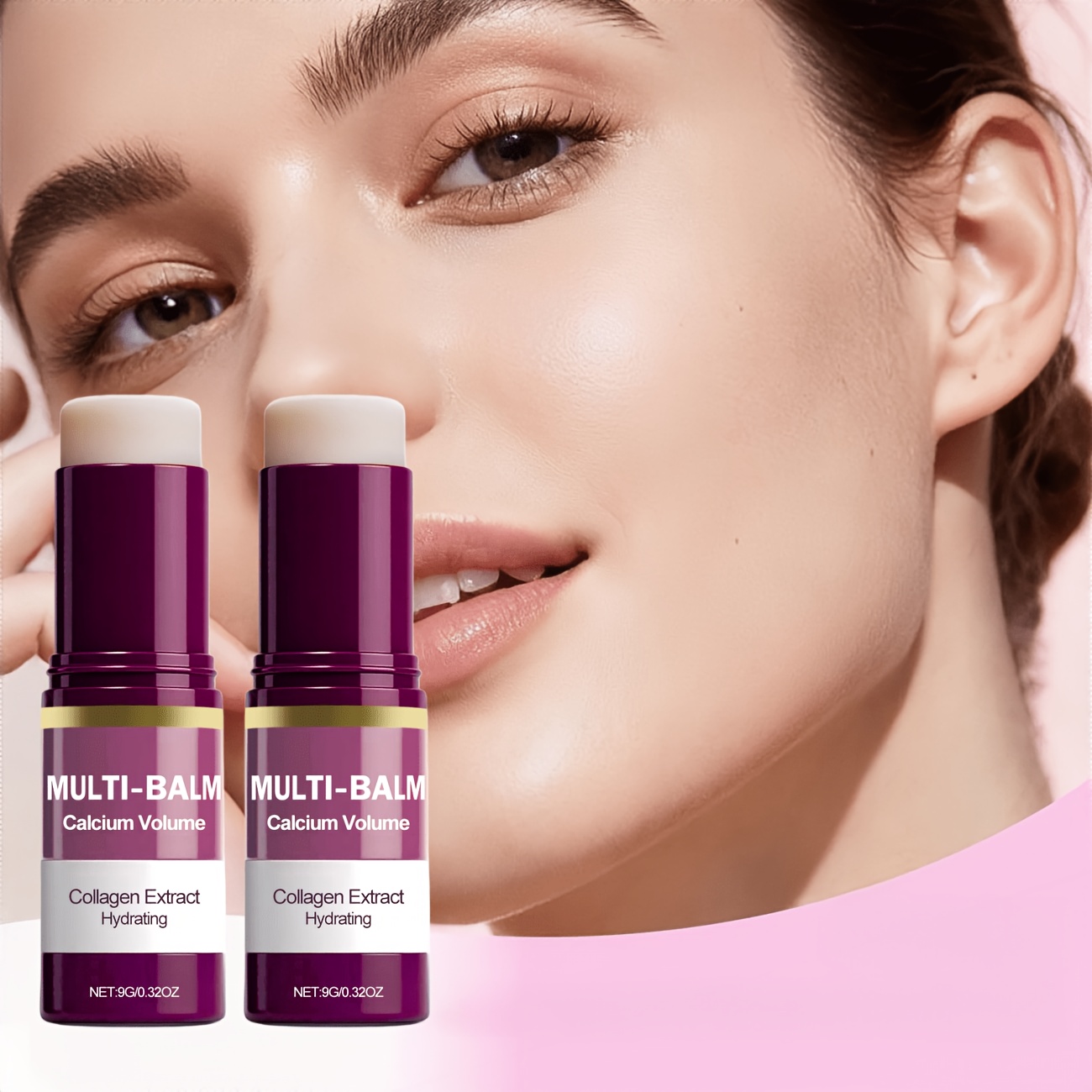 TEMU 2pcs Collagen Moisturizing Stick, Multi Balm Contains Mineral Oil, Hyaluronic Acid, . Nourishes The Skin, Looks . Portable, Multi Balm With