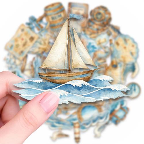 50pcs nautical exploration theme stickers pet transparent stickers ideal for laptop water bottle phone journal bumper skateboard motorcycle luggage
