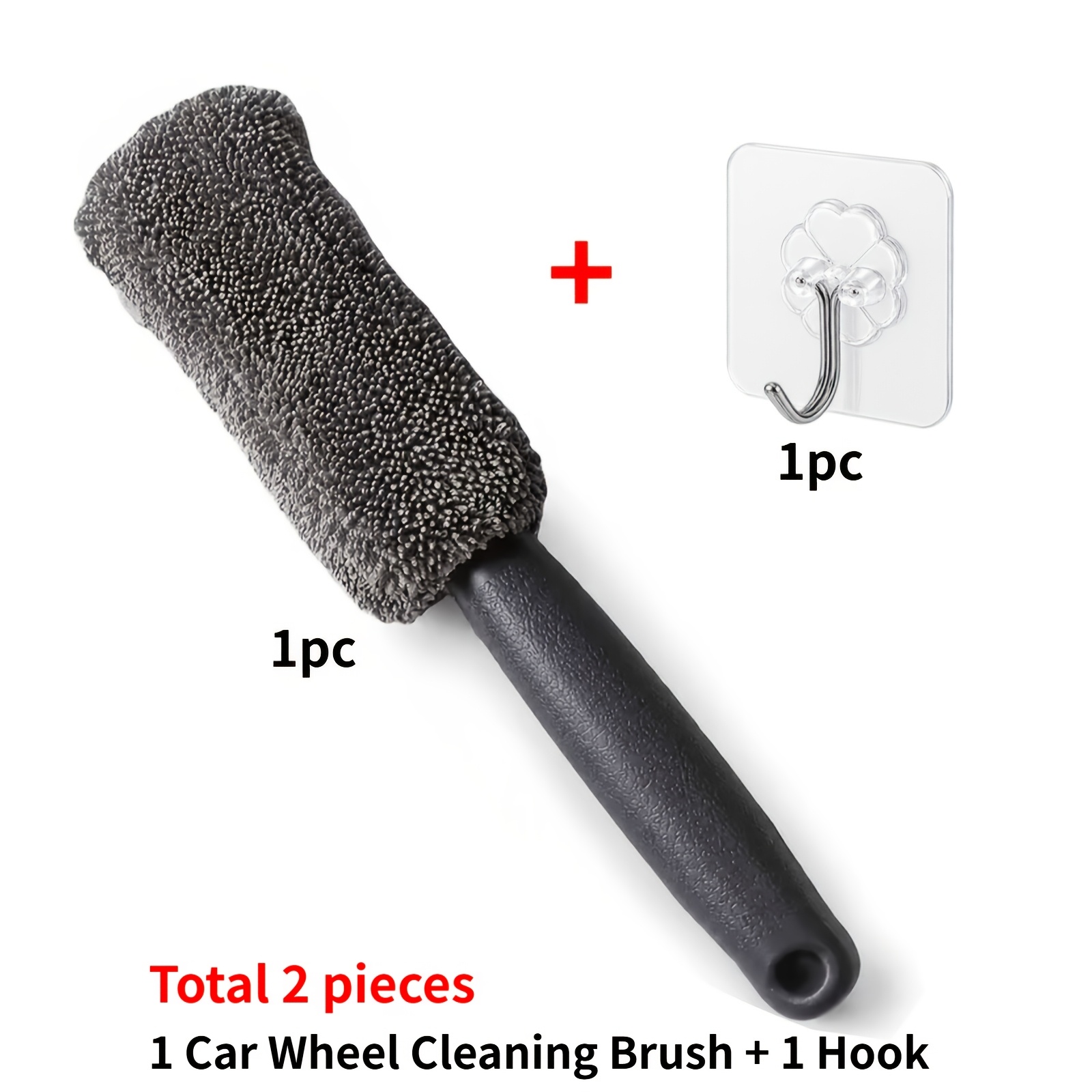 TEMU 2pcs Set (1pc Car Wheel Cleaning Brush And 1pc Hook), Portable Car Wash Tool, Cleaning Wheel , Cleaning Tool, Multi-functional Wheel Brush For