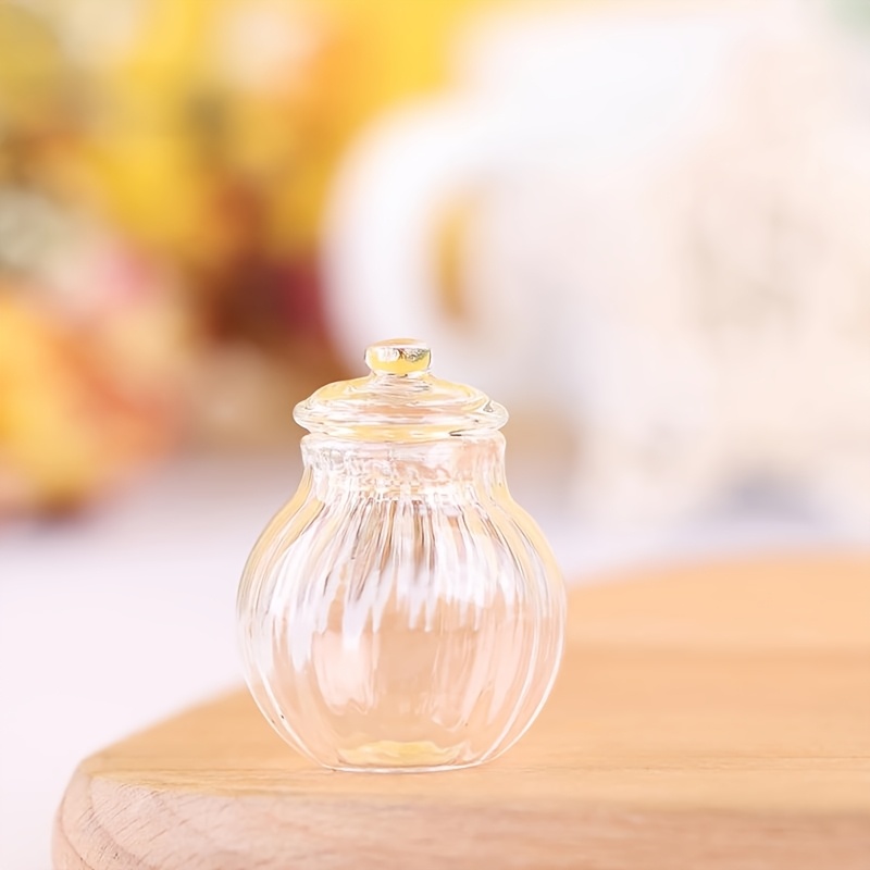 Dollhouse Accessories Mini Candy Jar, Miniature Scene Round Glass Bottle Model