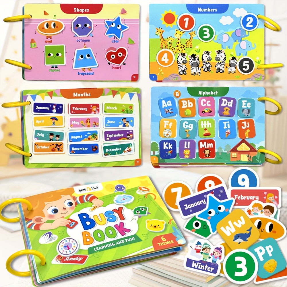 Quiet Books for Kids - Interactive Learning, Letters, Numbers, Shapes | Cognition Skill Building, Preschool Education, fine motor skills toys, autism products for kids, Ideal Holiday Gifts