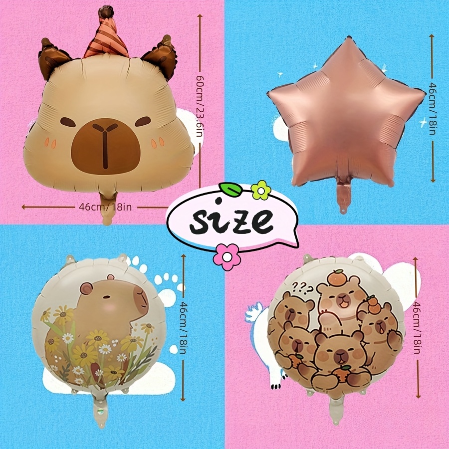 5 Capybara Geburtstag Luftballons – Folienballons Set Mit Cartoon-Motiven Für Kinderparty