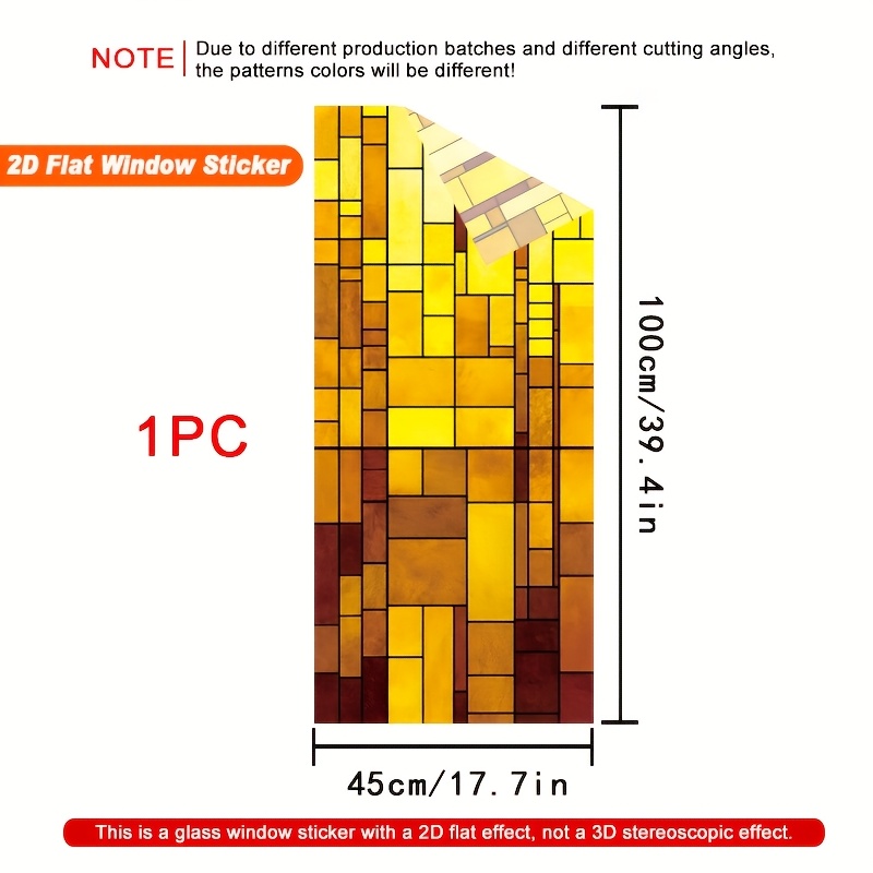 TEMU 2d Flat, 1pc 1pcs Static Cling Window Film - Pvc Privacy Panels, Static-resistant Detachable Covering Suitable For Home, Office, Detachable