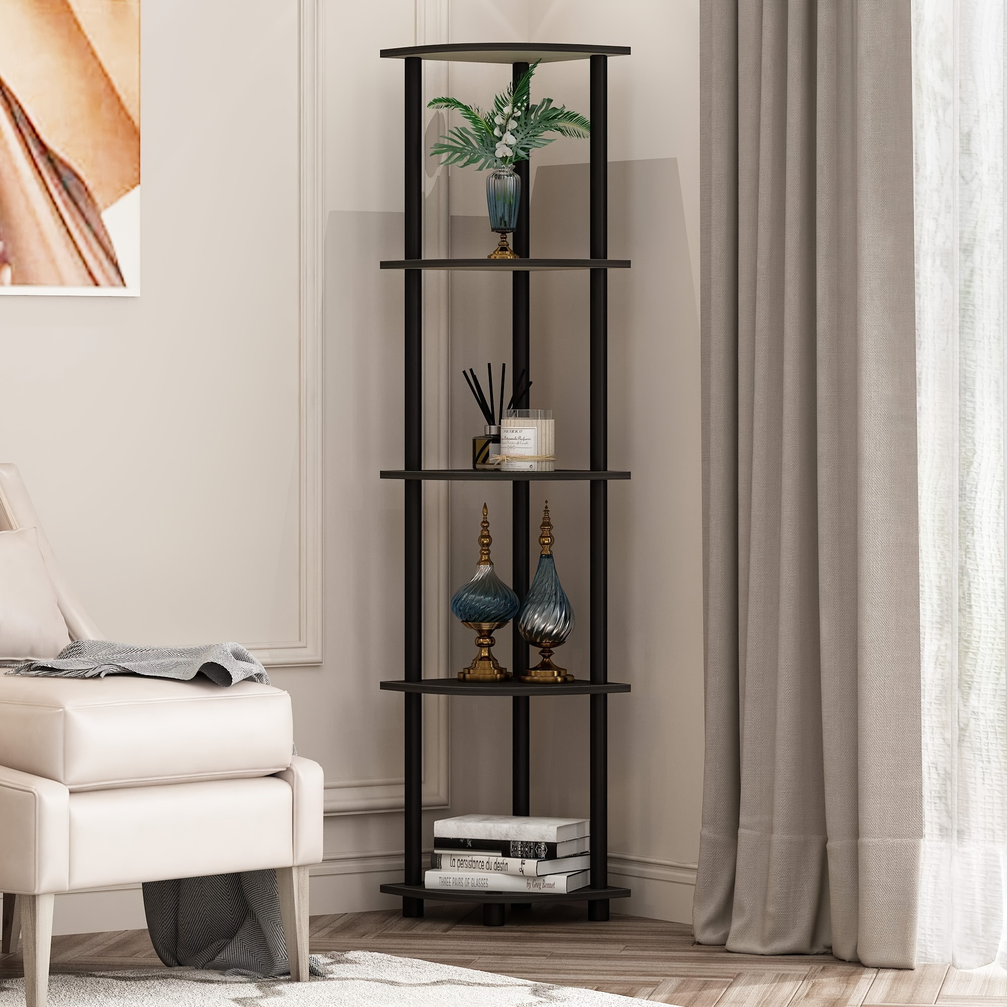 

5 Tier Corner Multipurpose Display Shelves Set Of 2 Space Saving Storage Organizer For Home Office Living Room Bedroom Easy Assembly