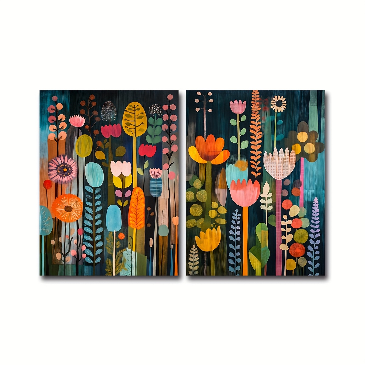 TEMU 2pcs/set Scandinavian Prints Maximalist Wall Art, Prints Botanical Art Posters, Wall Decor Abstract Print, Colourful Wall Prints For Living Room